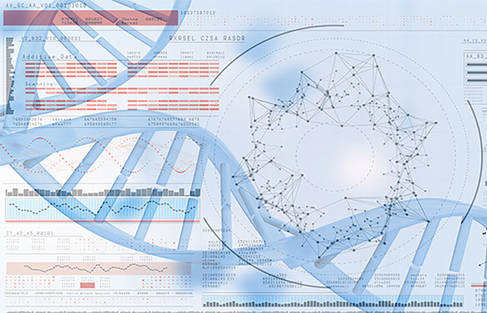 Gene diagram blueprint concept.