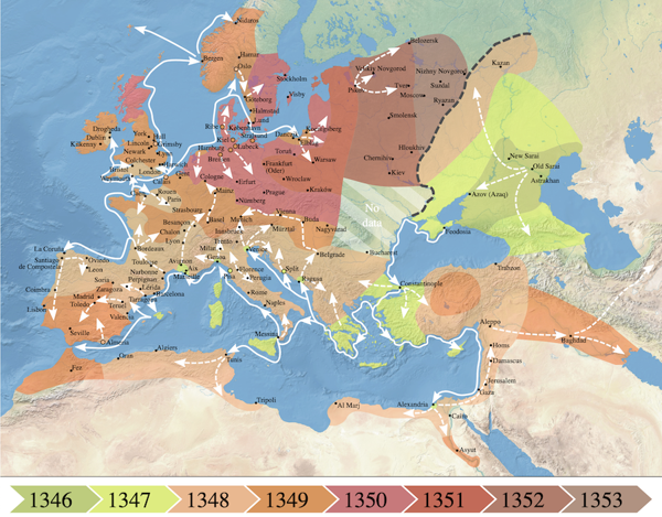 Map of plague spread