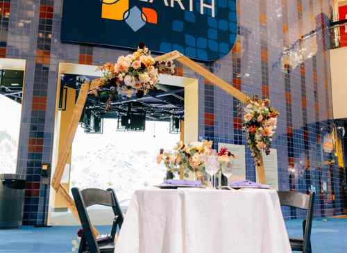 A wedding setup in the Lower Level.