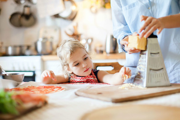 Child with cheese.