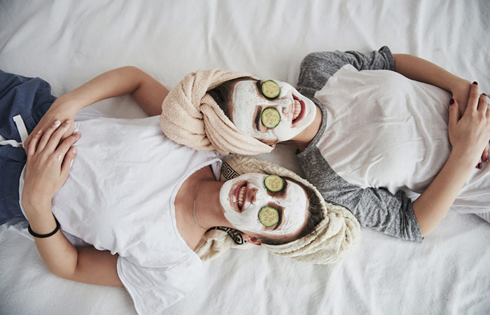 Twin sisters gettings facials.