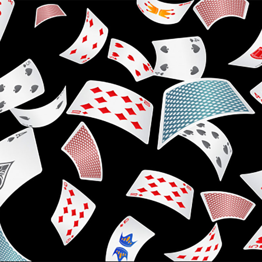 Poker cards scattered.