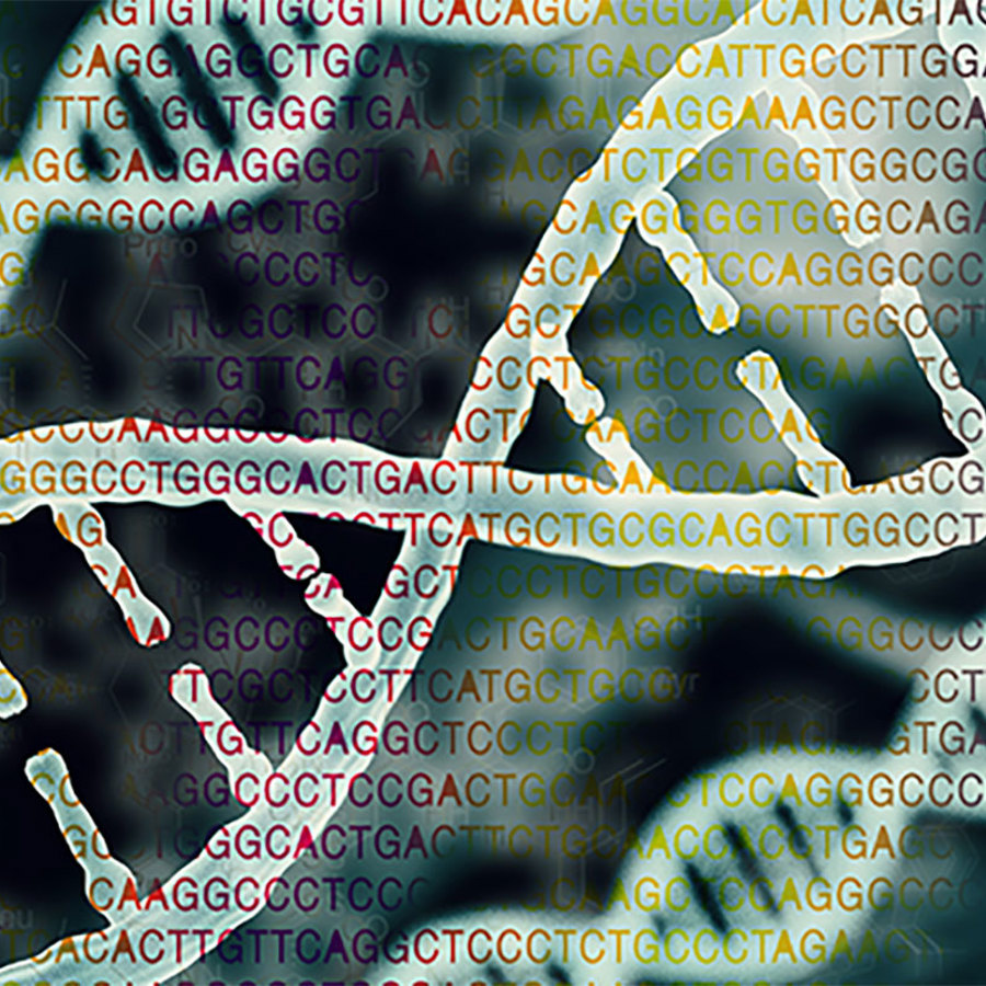 Bioinformatics concept dna protein letter.