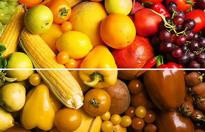 Fruits and vegetables.
